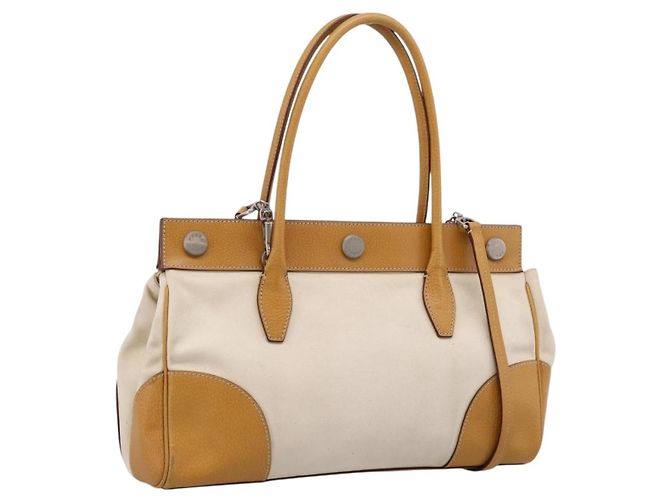 PRADA Handtasche Canvas 2way White Silver Auth ep15981 Silber Weiß