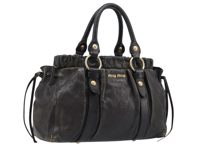 Sac à main Miu Miu Vitellolux Black Gold Auth 206001A