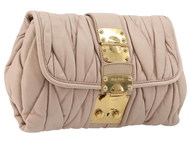 Borsa a tracolla Miu Miu Matelassé Pelle Rosa Oro Auth bs37375 D'oro
