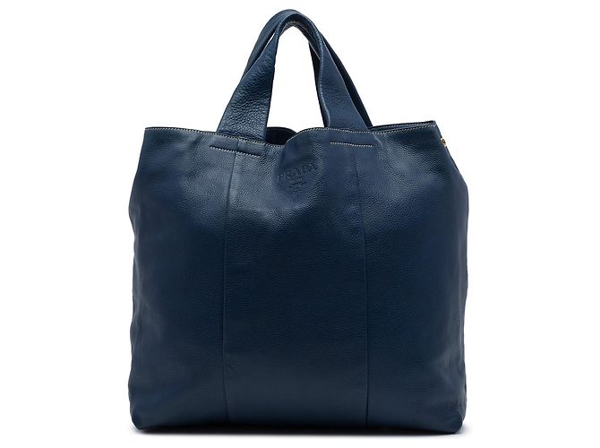 Borsa Shopper Tote Prada Vitello Daino Blu