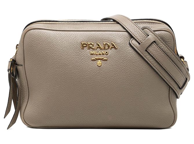 Sac Camera Prada Vitello Phenix à double zip, Marron
