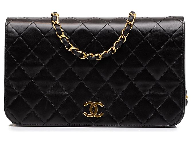 Borsa a tracolla Chanel Medium CC Quilted Lambskin Full Flap Nera Nero