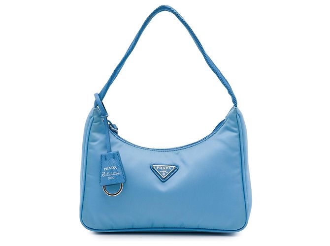 Bolsa de Ombro Prada Mini Tessuto Re Edition 2000 Azul