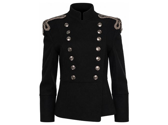 Pierre Balmain, beaded wool stand collar jacket Black