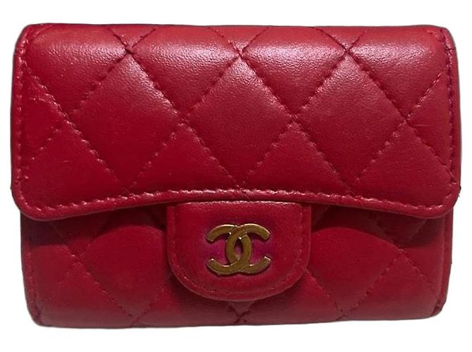 Chanel Classic Quilted Leather Small Wallet Red