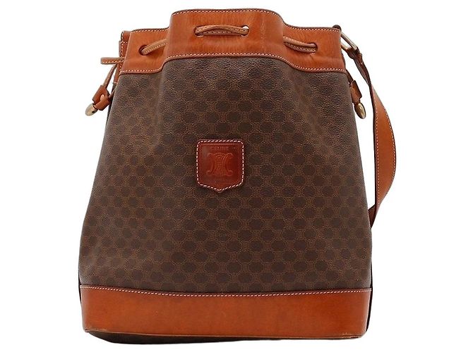 Céline Celine Monogram Canvas Bucket Bag Brown
