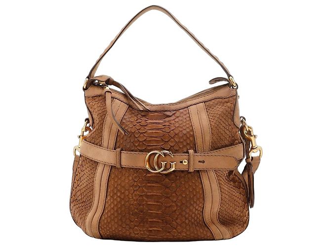 Sac Hobo Gucci Jackie en cuir de python Marron