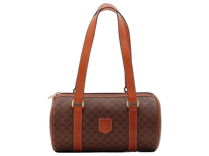 Céline Bolsa Boston Celine Monogram Macassar Marrom Monograma