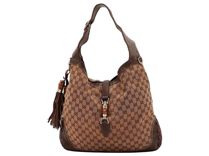 Bamboo Bolsa Hobo Gucci em tela monograma GG e bambu Marrom