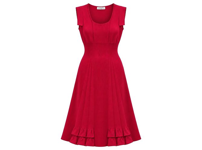 Valentino Rotes Rippstrick-Midikleid