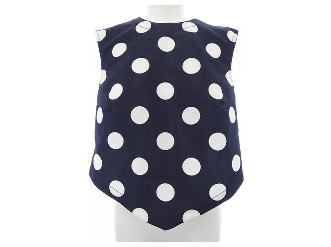 Autre Marque Top Patou Branco e Azul Marinho com Poás Transparente