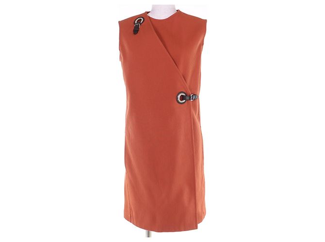 Top sin mangas de algodón y piel de cordero Hermès 36 Naranja