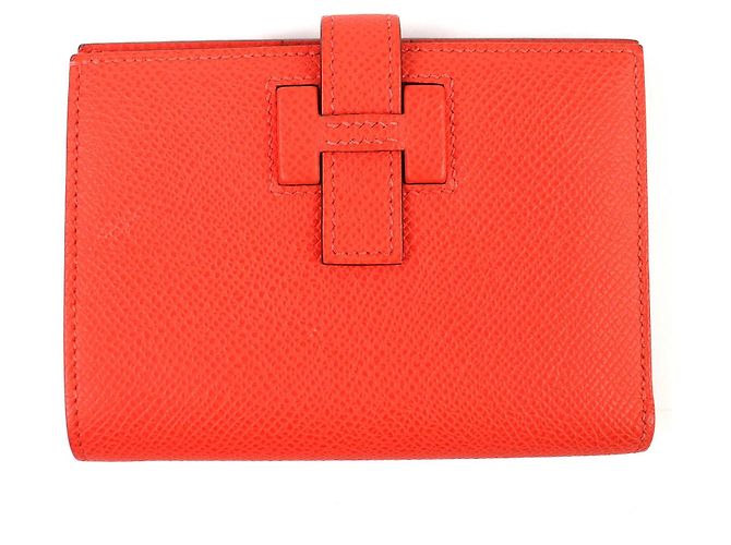 Hermès H Passant Epsom Bifold Wallet Orange