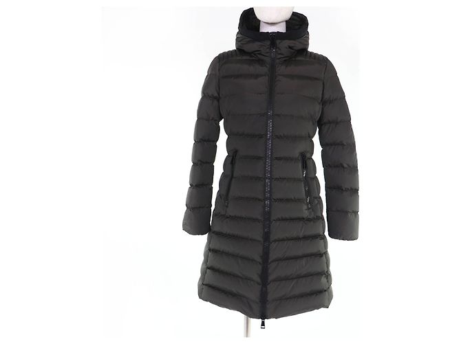 Moncler TALEVE Nylon Leather Down Coat Green Khaki