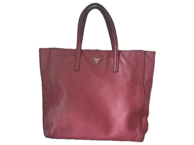 Prada Borsa Tote Saffiano Soft Cerise Bordò