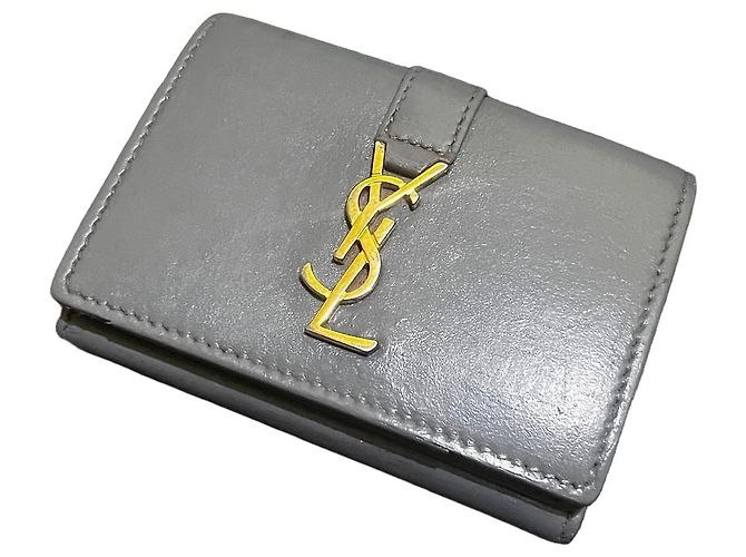 Autre Marque Saint Laurent YSL Monogram Geldbörse Grau
