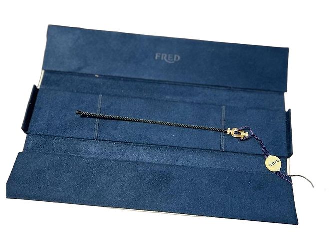 Pulsera FRED Force 10 de oro amarillo y diamantes Negro Dorado