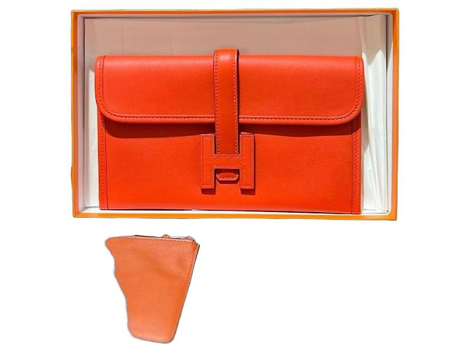Clutch Hermès Constance de piel Naranja