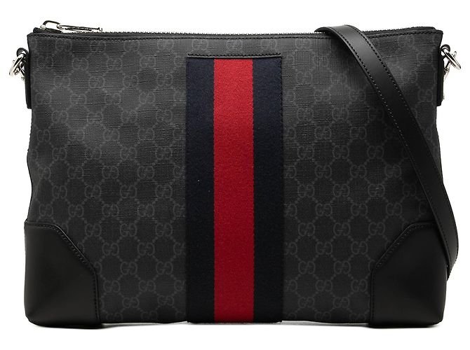 Borsa a tracolla Gucci Black GG Supreme Web Nero