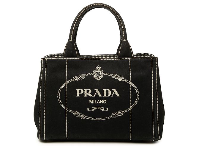 Prada Small Canvas Canapa Logo Tote Preto