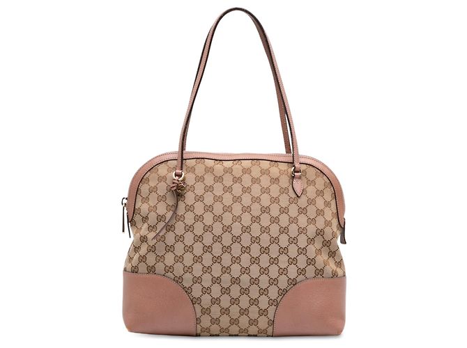 Saco Tote Gucci Bree Dome Medium em lona GG bege