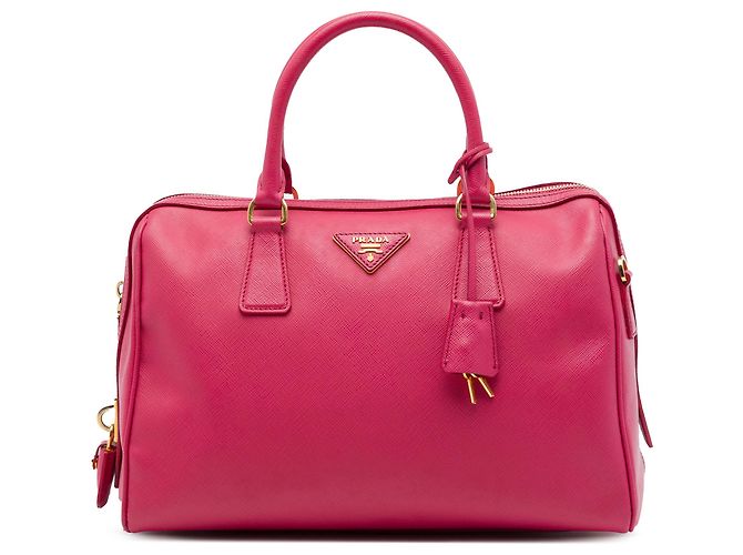Bolsa Bowler Conversível Prada Pink Saffiano Lux Rosa