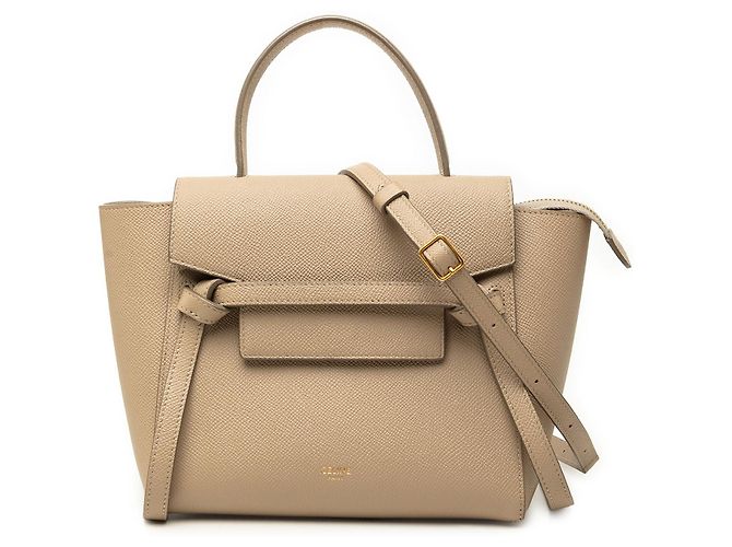 Belt Bag Céline Bolso cinturón Celine Nano de piel de ternera granulada Beige