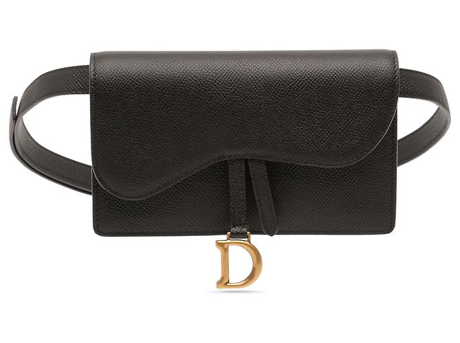 Autre Marque Bolsa de cinto Saddle Dior em pele de vitelo granulada preta Preto