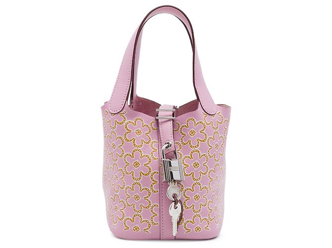 Hermès Pink Micro Swift Lucky Daisy Picotin Lock 14 Rosa