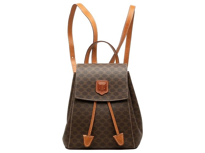 Céline Celine Brown Mini Macadam Coated Canvas Backpack