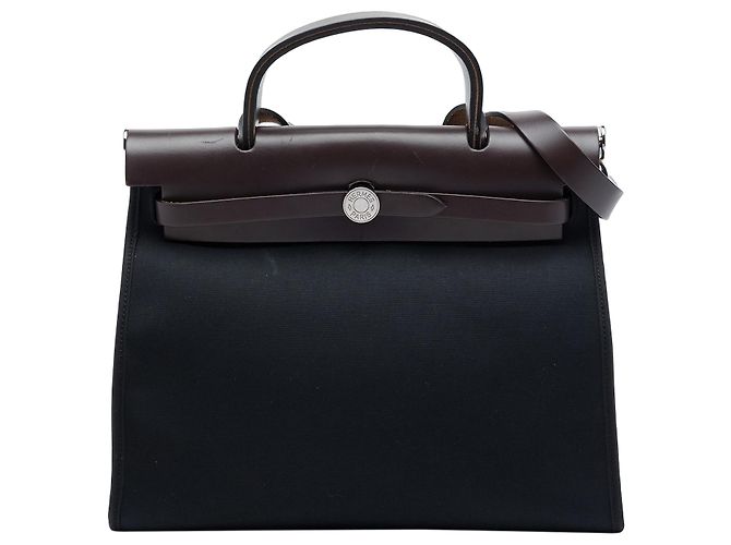 Hermès Black Toile Herbag Zip 31 Noir