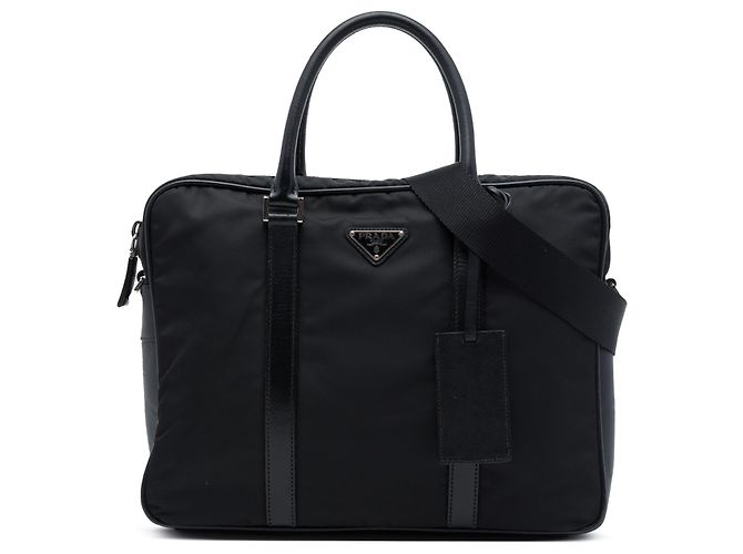 Mala de negócios Prada em Tessuto com acabamentos em Saffiano preto