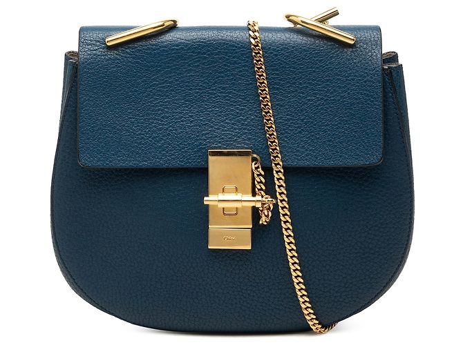 Chloé Blue Small Leather Drew Crossbody Bleu