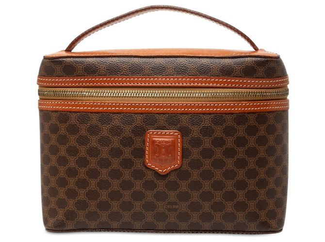 Céline Sac de toilette Celine Brown Macadam Coated Canvas Marron