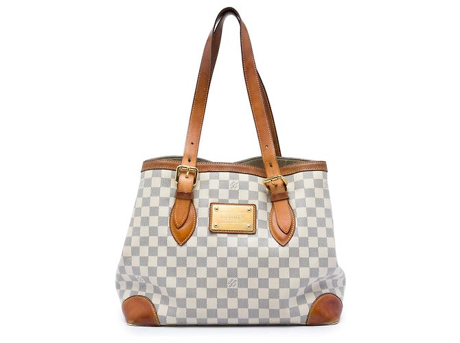 Louis Vuitton White Damier Azur Hampstead MM Bianco