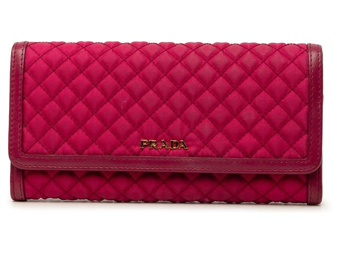 Portafoglio lungo Prada Pink Impuntu Tessuto Rosa