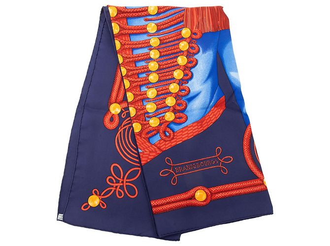 Lenço de seda Hermès Blue Brandebourgs 90 Azul Azul escuro