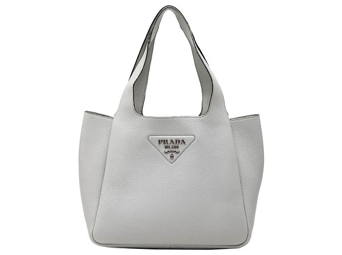 Prada Gray Small Vitello Daino Dynamique Handbag Brown Grey