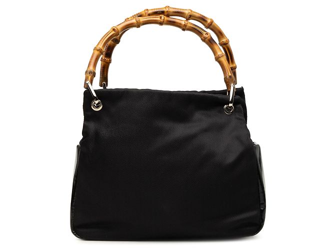 Bamboo Borsa Gucci in nylon nero con bambù