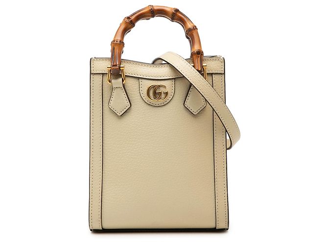 Bolsa Diana Mini em couro de bezerro marrom com bambu Gucci Bege
