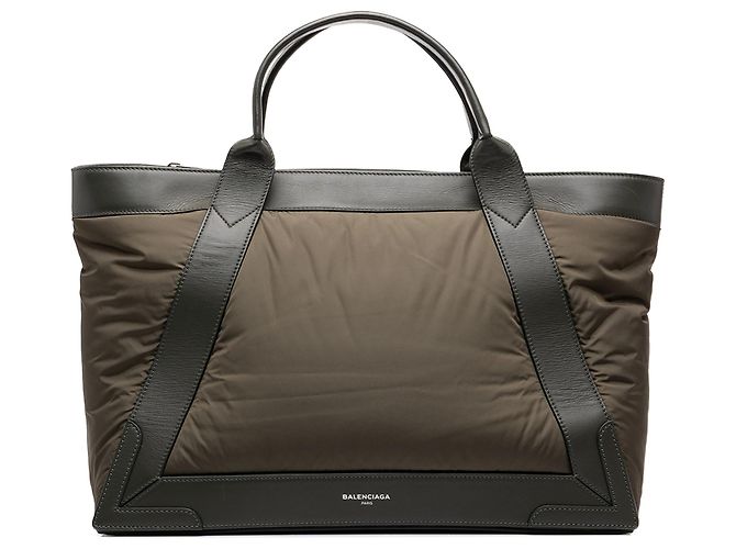 Balenciaga Cabas Tote M in nylon verde e blu navy Verde oliva