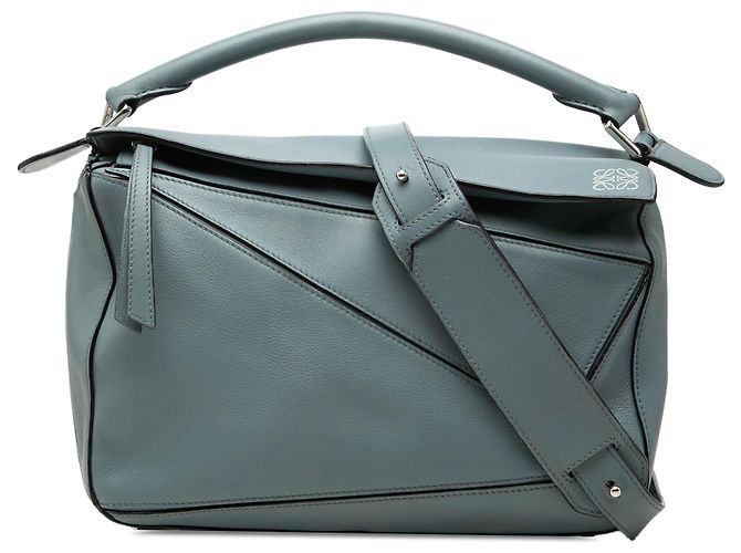 Sac Puzzle LOEWE Medium en cuir de veau bleu