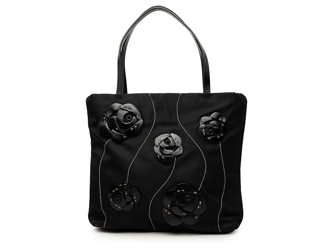 Borsa Tote Prada Black Tessuto Rosette Nero
