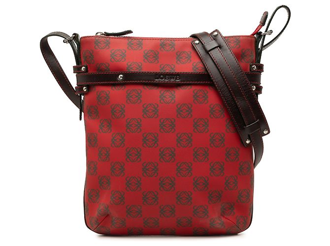 Borsa a tracolla LOEWE Red Anagram Coated Canvas Rosso