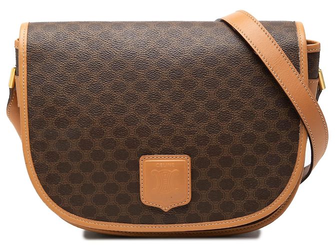 Céline Sac bandoulière Celine Brown Macadam Coated Canvas Marron