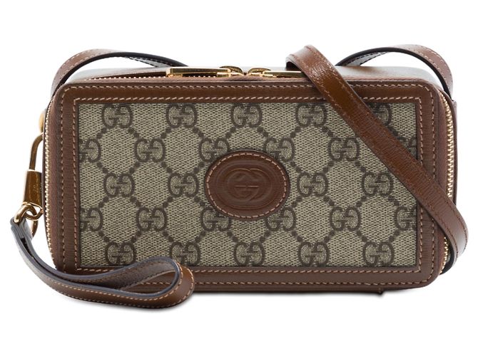Borsa a tracolla Gucci Beige GG Supreme Interlocking G
