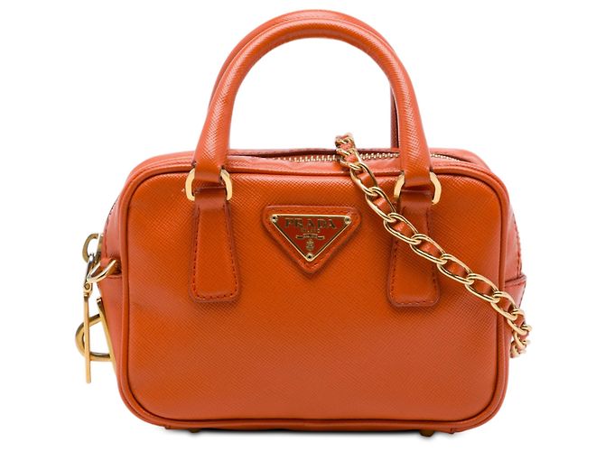 Sac Prada Orange Mini Saffiano Lux Bauletto