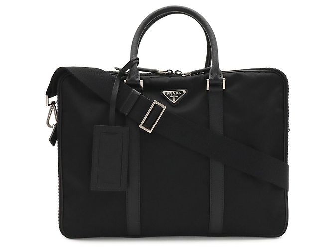 Prada Pasta de Negócios Logo Triangle 2VE005 Preto