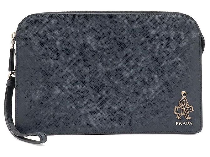 Borsa a pochette Prada Saffiano Blu