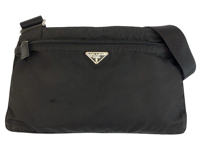 Pochette Prada Tessuto avec logo triangle Noir